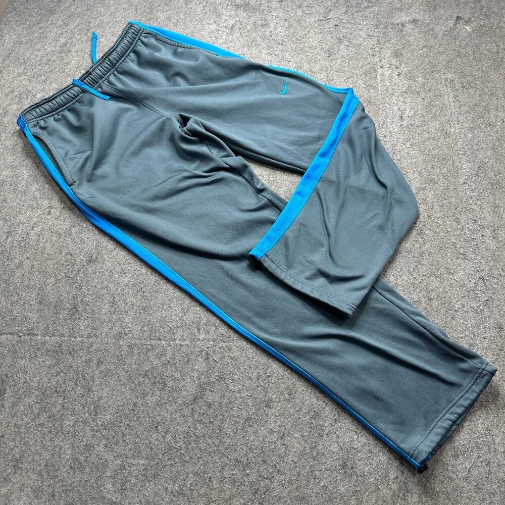 Nike THERMA-FIT Sweatpants Men L Blue Adjustable Leg 33" 379431 KO Knockout b120